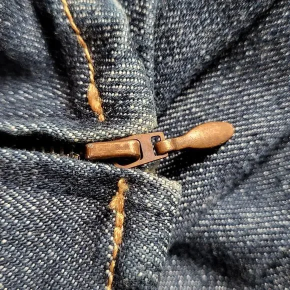 Vintage Y2K Old Navy Zipper Straight Leg High Rise Denim Jeans Size 12 Like New - Picture 9 of 14